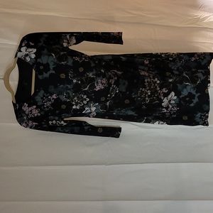 Harve Bernard black and floral print  faux wrap dress- size 10